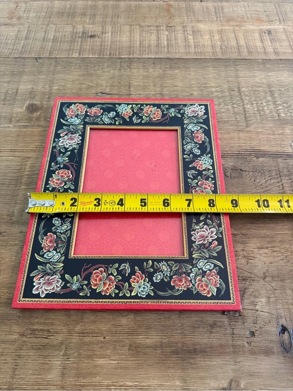 Punch Studio 8x10 Floral Decorative Photo Frame. Easel Back | Red/Black